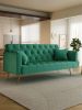 71 inch convertible love seat sofa, American retro green velvet, suitable for small living room, bedroom, office
