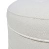 Yolanda 24" Round Upholstered Accent Ottoman, Alabaster Off White Tweed
