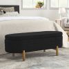 Ottoman Oval Storage Bench,Rubber Wood Leg,Black(46."x17.7"x10.8")