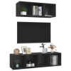2 Piece TV Cabinet Set Black Engineered Wood