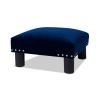 Jules 16" Square Accent Footstool Ottoman, Navy Blue Velvet