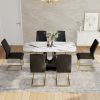 Table and chair set, modern and minimalist dining table, imitation marble patterned tabletop