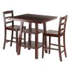 Orlando 3-Pc Set High Table; 2 Shelves w/ 2 Ladder Back Stools