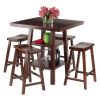 Orlando 5-Pc Set High Table; 2 Shelves w/ 4 Saddle Seat Stools