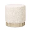Hampton 18" Round Upholstered Ottoman with Scalloped Base, Speckled Egg Beige Chenille