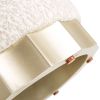 Hampton 18" Round Upholstered Ottoman with Scalloped Base, Speckled Egg Beige Chenille