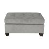 1pc Ottoman Tufted Detail Taupe Microfiber Upholstered Modern Living Room Furniture