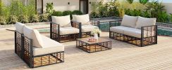 TOPMAX Modern Minimalist 7-Piece Metal Patio Sectional Sofa Set