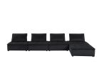 Anna 160" Black Velvet 5 Pc Sectional Sofa Ottoman
