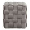 Square Braided 16" Ottoman in Dark Grey Velvet by LumiSource