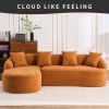 LingYu022Orange Compression Sofa, Memory Foam 3-Seater Sofa, No Installation & Easy to Transport, Deep Seat Modern Sofa with Chenille Fabric