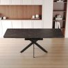 62.4" Extendable 78.15"Very large Black Dining Table Modern Mid-Century Kitchen Table Set for Dining Room, party Table,Conference table