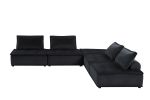 Anna 160" Black Velvet 5 Pc Sectional Sofa Ottoman