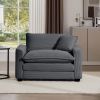 Grey Corduroy Fabric, Comfortable Single Chair Deep Seat Sofa With One Pillow, Suitable for Living Room and Bedroom, Club Multiple Occasions