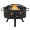 Fire Pit with Poker 29.9" XXL Steel