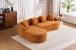 LingYu022Orange Compression Sofa, Memory Foam 3-Seater Sofa, No Installation & Easy to Transport, Deep Seat Modern Sofa with Chenille Fabric