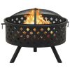 gFire Pit with Poker 26.8" XXL Steel