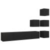 6 Piece TV Cabinet Set Black Engineered Wood