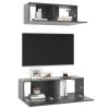 2 Piece TV Cabinet Set High Gloss Gray Engineered Wood