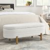 Ottoman Oval Storage Bench,Rubber Wood Leg,Beige(46."x17.7"x10.8")