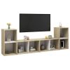 TV Cabinets 4 pcs White and Sonoma Oak 28.3"x13.8"x14.4" Engineered Wood