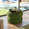 Nest 19.5" Low Round Upholstered Ottoman, Moss Green