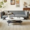 Coffee table ceramic Coffee Table, MDF painting Double Layer Coffee Table for Living Room, white ceramic and Coffee Brown Bottom Shelf