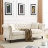 [Video] 80" Chesterfield Sofa Beige Velvet for Living Room, 3 Seater Sofa Tufted Couch with Rolled Arms and Nailhead for Living Room, Bedroom, Office