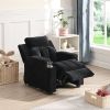 Kids Recliner Chair; Kids Upholstered Couch with Two Cup Holder; Footrest; Backrest; Toddlers Velvet Recliner with Headrest and Footrest
