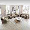 3 Piece Comfortable Oversized Sectional Sofa, One Single Sofa and One 2-Seater Sofa and One 3-Seater Sofa ,Tan Corduroy Deep Seat Sofa