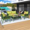 K&K 4-Piece Rope Patio Furniture Set, Outdoor Furniture with Tempered Glass Table