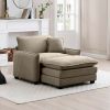 Single Deep Seat Sofa With Footstool With One Pillow, Suitable for Living Room and Bedroom, Club Multiple Occasion,Came Corduroy