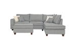 Beautiful 3-pcs Sectional Sofa Light Grey Dorris Fabric Cushion Sofa Chaise Ottoman Reversible Couch Pillows Living Room Furniture
