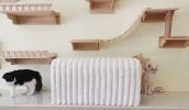 Pet Supplies Ottoman Storage Bench Corduroy Bench Cat's nest to hide For the Living Room, Entryway and Bedroom