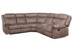Dollum Two Tone Chocolate Nubuck Manual Recliner Sectional Sofa w/USB Port & Cupholder Console