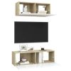 2 Piece TV Cabinet Set White and Sonoma Oak Engineered Wood