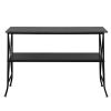 Artisasset Black MDF Countertop Black Wrought Iron Base 2 Layers Console Table RT