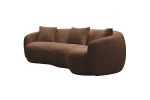 Mid Century Modern Curved Living Room Sofa, Boucle Fabric Couch for Bedroom, Office, Apartment, Brown
