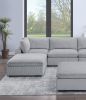Dark Gray Color 7pc Modular Sectional Set Corduroy Upholstery Couch 2x Corner wedge 2x Armless Chairs 3x Ottomans Living Room Furniture