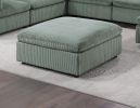 Contemporary Living Room Furniture Ottoman Sage Color Corduroy 1pc Soft Cushion Ottoman Wood Legs