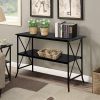 Artisasset Black MDF Countertop Black Wrought Iron Base 2 Layers Console Table RT