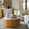 Faux White Marble Round Coffee Table with Storage