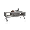 Coffee Table 15.7" H, with 4 Legs and 2 Shelves, White