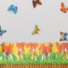 Butterfly & Flowering Shrubs - Wall Decals Stickers Appliques Home Decor