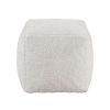 Modern Square Pouf Off-White Faux Fur Fabric Upholstered Ottoman, Footstool, Non-Slip Floor Pouf, Bean Bag Chair, 1pc Sitting Pouf