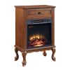 Walnut 1-Drawer Fireplace with Queen Ann Leg