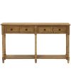 TREXM Console Table Sofa Table Easy Assembly with Two Storage Drawers and Bottom Shelf for Living Room, Entryway (Old Pine)