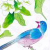 Bird In Leaf M - Wall Decals Stickers Appliques Home Decor