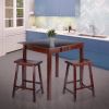 Perrone 3-Pc High Drop Leaf Table with Saddle Seat Counter Stools; Walnut