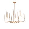 12-Light Modern Gold Farmhouse Iron Chandelier, Adjustable Height E12 Bulb, Classic Candle Hanging Pendant Light For Living Room Dining Room